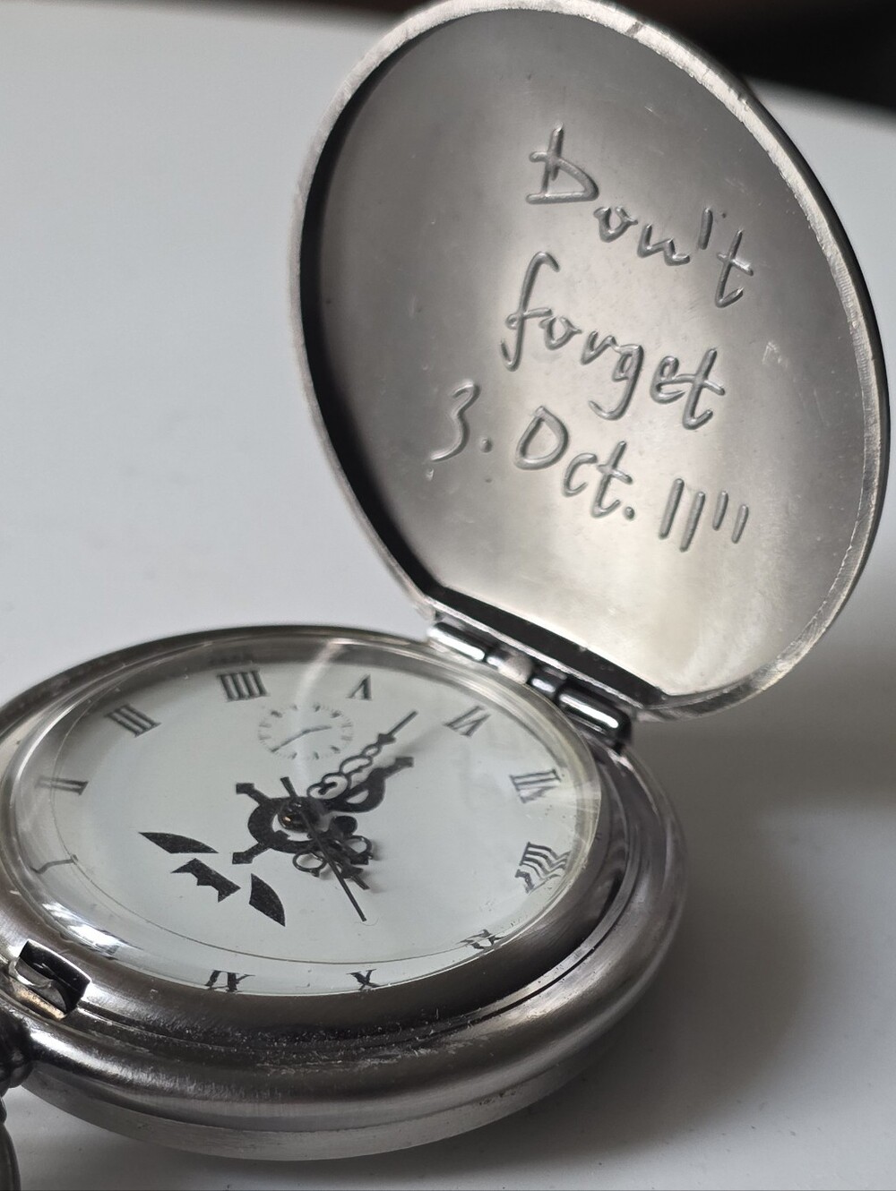Silver Pocket Watch with Roman Dial - Full Metal Alchemist